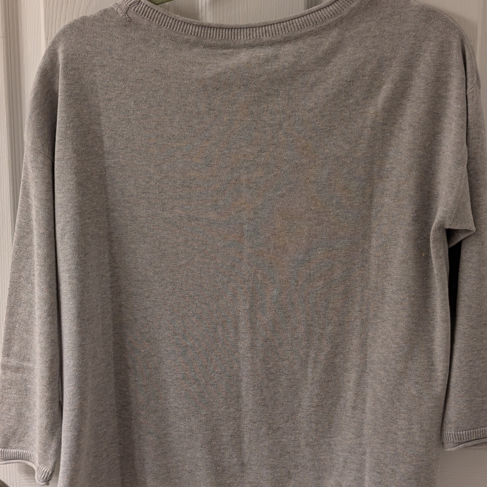Pact Women's Heather Gray Crew Neck Sweater. Certified Organic Cotton. - Picture 4 of 4